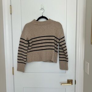Reformation Beige and Black Striped Sweater